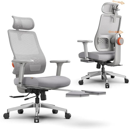 Newtral Ergonomic Office Chair, Auto-Following Lumbar Support, 5D Headrest & 4D Armrest, High Back Mesh Desk Chair with Footrest, 136° Tilt Lock,330lbs Capacity for Home Office Gaming