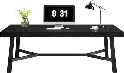 Tribesigns 71-Inch Executive Desk, Farmhouse Office Computer Desk with Sturdy Leg Structure, Rectangular Writing Table Business Furniture for Home Office, Black