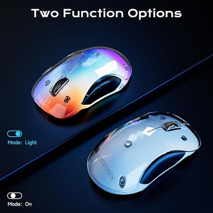 memzuoix 2.4G Aesthetic Wireless Mouse - Customizable Covers & LED Mood Lighting - Rechargeable Ergonomic Design, 5 Buttons, 1200 DPI for Office, Laptop, Mac - White
