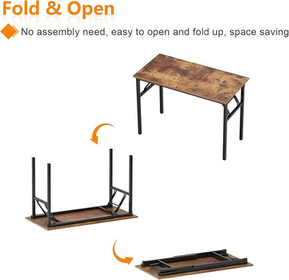 Need Home Office Desk - 62 Inches Large Computer Desk Sturdy Black Table Foldable Desk Gaming Computer Table No Assembly Required Rustic Brown AC5FB(157.5 * 60)