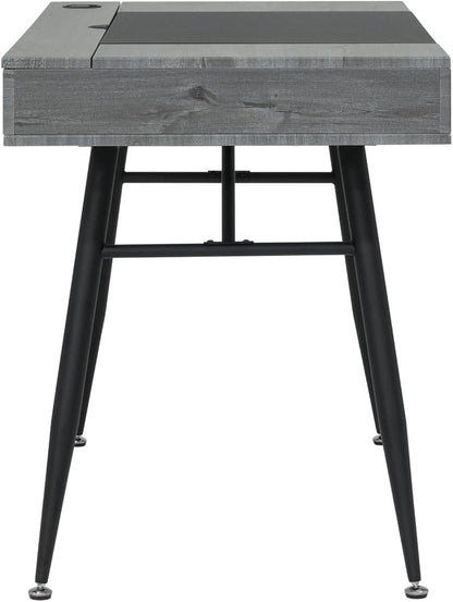 Calico Designs Nook Modern Office Laptop Writing Desk- 47.25″ Wide Home Workstation Space-Saving with Storage Compartments, Greywash