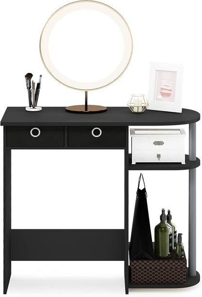 Furinno Go Green 32-Inch Black Computer Desk, Office Desk with 2 Side Shelves and Storage Bins, Rectangular Home Office Desk, Gaming Desk for Home Office, Bedroom, Study Room, Classic Black