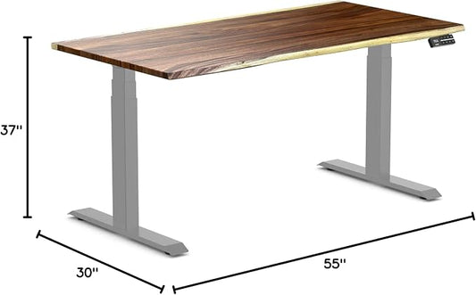 Desky Dual Hardwood Sit Stand Desk - Electric Standing Desk - Dual Motor,3 Stage Adjustable Height Desk - Solid Wood Whole-Piece Top - Standing Desk with Cable Management