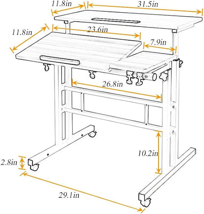 Soges Mobile Height Adjustable, Tiltable Top Desk - 31.5" Stand Up Computer Desk for Home Office, Black ZS-101-2BK
