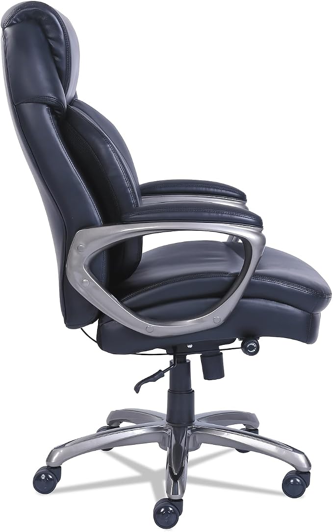 SertaPedic Cosset High-Back Executive Chair, Supports Up to 275 Lb, 18.75" to 21.75" Seat Height, Black Seat/Back, Slate Base