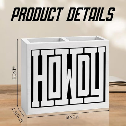 Western Office Decor Retro Howdy Western Gifts for Women Men western Wooden Pencil Holder Supplies desk decor for Workplace Home Holder2829