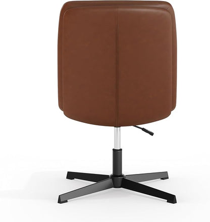 Flash Furniture Chloe Commercial Mid-Back Swivel Office Chair, Padded LeatherSoft, Adjustable Height, Ergonomic Mid-Rise Back, Armless, Stationary, Cognac/Black