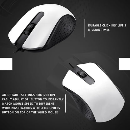 Hoteam 12 Pcs White Wired Computer Mouse Bulk Cord USB Computer Mice Ergonomic Wired Mouse for Pcs, Computers, Laptops, Gaming Office Home Supplies