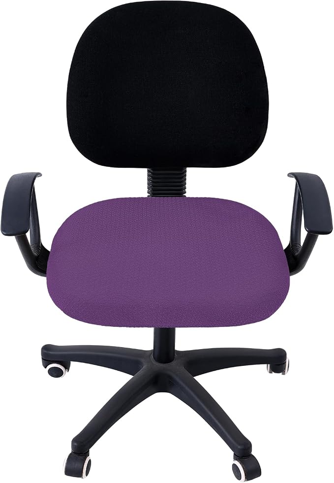 Smiry Stretch Jacquard Office Computer Chair Seat Covers, Removable Washable Anti-dust Desk Chair Seat Cushion Protectors - Purple