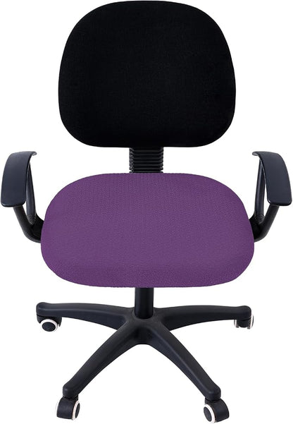 Smiry Stretch Jacquard Office Computer Chair Seat Covers, Removable Washable Anti-dust Desk Chair Seat Cushion Protectors - Purple
