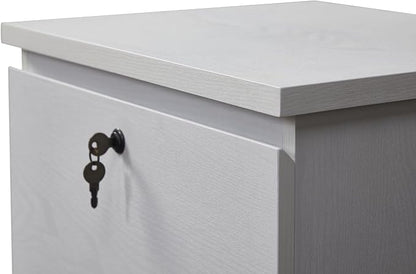 kowo 2 Drawer Wood File Cabinet with Lock, Printer Stand, Vertical Filing Cabinet fits A4, Letter, and Legal Size Documents for Home Office, White