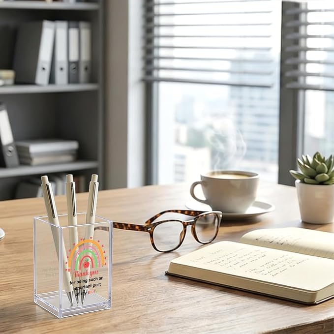 Thank You for Being Such an Important Part of My Story Rainbow Acrylic Pencil Pen Holder Organizer, Office Desk Organizer, Appreciation Leaving Gifts for Mentor Teacher Educator Tutor