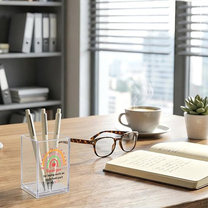 Thank You for Being Such an Important Part of My Story Rainbow Acrylic Pencil Pen Holder Organizer, Office Desk Organizer, Appreciation Leaving Gifts for Mentor Teacher Educator Tutor