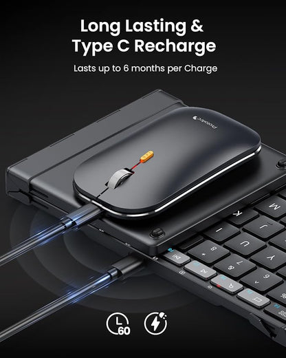 ProtoArc XKM01 CaseUp Foldable Bluetooth Keyboard Mouse Combo | Portable with Laptop Stand, Mobile Work Solution for On-the-Go, Compatible with Laptop PC Macbook, Windows Mac OS