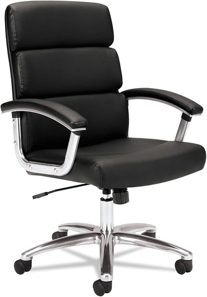 basyx by HON Executive Task Chair - Mid Back Leather Computer Chair for Office Desk, Black (VL103)
