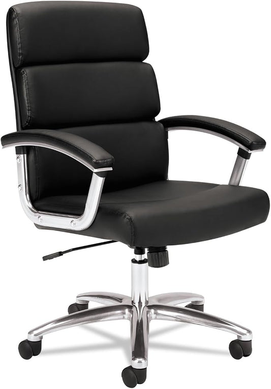 basyx by HON Executive Task Chair - Mid Back Leather Computer Chair for Office Desk, Black (VL103)