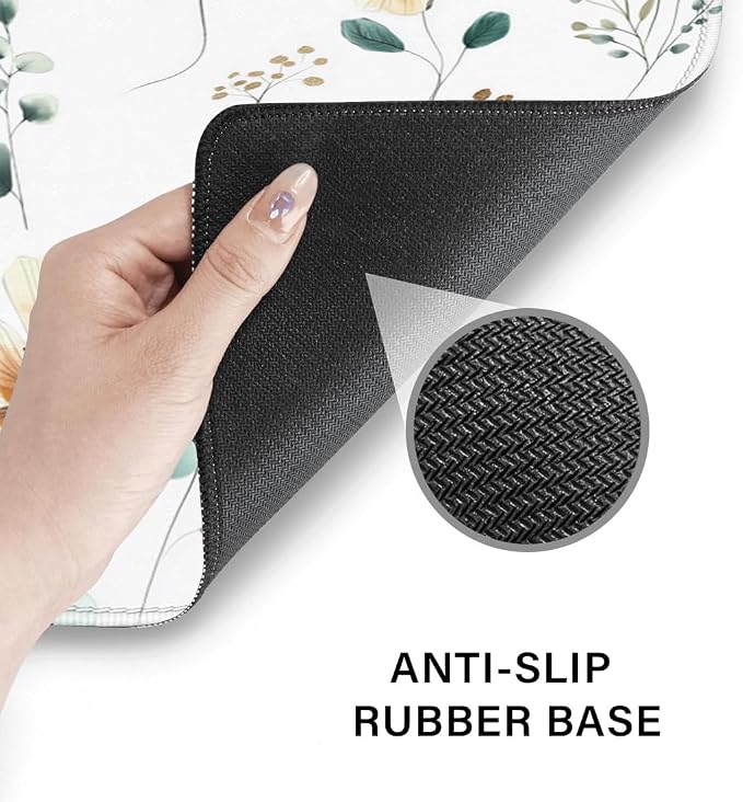 Desk Pad and Keyboard Wrist Rest, Large Mouse Pad + Keyboard Pad+Mouse Wrist Support, Non-Slip Desk Mat Protector for Office, Home 31.5×11.8 Inches Mini Floral