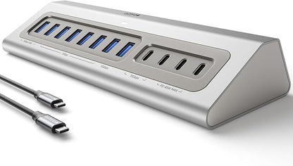 Gitfos Powered USB Hub,15 in 1 USB 3.2 Hub, USB C Hub with PD 100W, USB C 45W Charge, 10Gbps Data, 8 USB A, 65W Power Adapter, 3.3FT Cable, Aluminum USB Hub for PC, Laptop, Mac, Mac mini, iMac, iPad