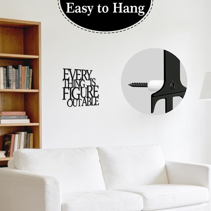 Wall Art for Living Room Home Office Decor Inspirational Gifts for Women | Motivational Metal Wall Art Office Wall Decor for Bedroom Everything Is Figureoutable Encouragement Gifts for Coworkers Men