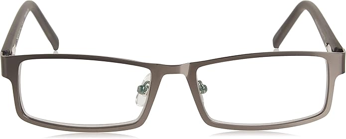 Foster Grant Men's Sawyer Multifocus Rectangular Reading Glasses, Matte Dark Gunmetal/Transparent, 54 mm + 2.75