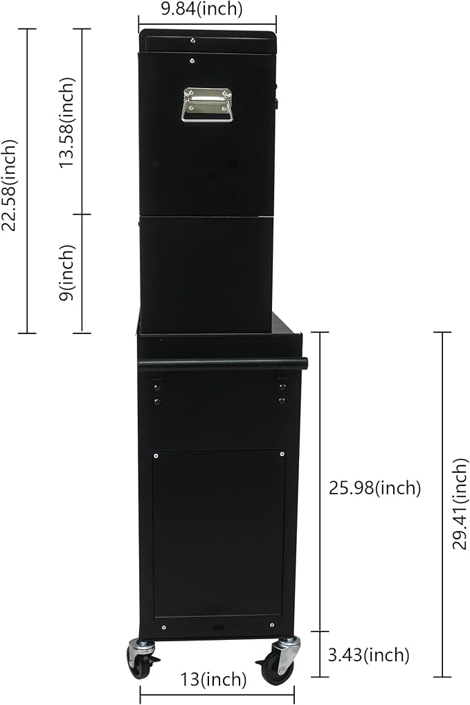 RYH 6 Drawers Rolling Tool Chest & Tool Box on Wheels | Heavy Duty Metal Cart with Ball Bearing Drawers | Fits US General Tool Box for Garage Storage (Black, 6 Drawers 3 in 1/51.99" H × 20.87" W)
