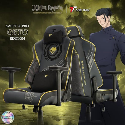 TTRACING Jujutsu Kaisen Geto Gaming Chair with Upgraded Spring Cushion | Premium PU leather 440lbs seat, ideal for home office setup. Features 4D armrests and 135° recline to eliminate fatigue.