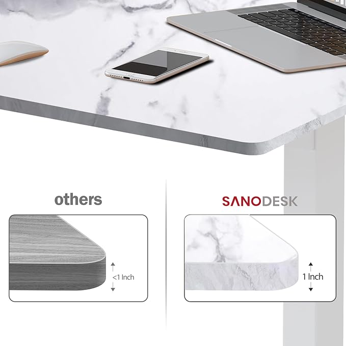SANODESK Whole-Piece Particle Board Table Top for Standing Desk and Home Office Desk DIY, 48x24x1 Inch Marble Grey Desk Top