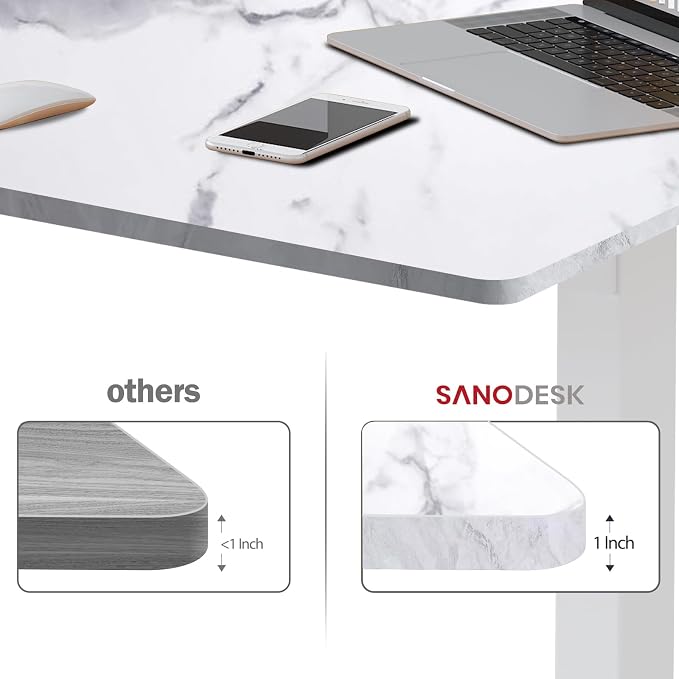 SANODESK Whole-Piece Particle Board Table Top for Standing Desk and Home Office Desk DIY, 48x30x1 Inch Marble Grey Desk Top