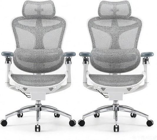 SIHOO Doro C300 Pro Ergonomic Office Chair with Ultra-Soft 6D Armrests, Dynamic Lumbar Support, Seat Depth Adjustment, Adjustable Backrest, Big and Tall Desk Chair 2 Packs (Grey)