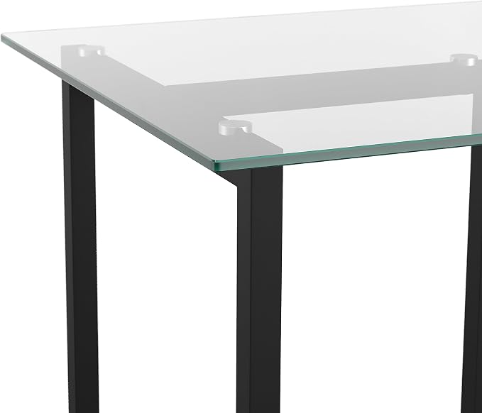 Martha Stewart Eli Home Office Desk with Glass Top and Steel Frame, Oil Rubbed Bronze