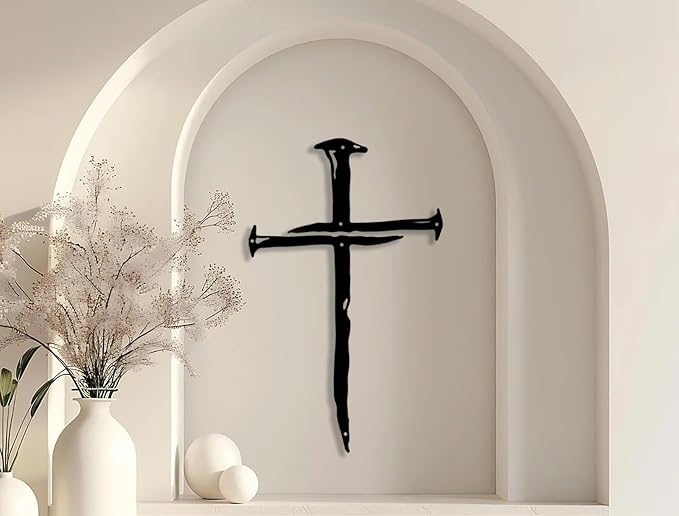 RESACO Wall Cross Jesus Crosses Wall Decor Religious Metal Wall Art Minimalist Decorations for Church Home Office Baptism Decor Gift for a Christian