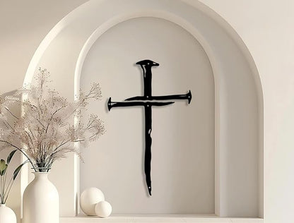 RESACO Wall Cross Jesus Crosses Wall Decor Religious Metal Wall Art Minimalist Decorations for Church Home Office Baptism Decor Gift for a Christian