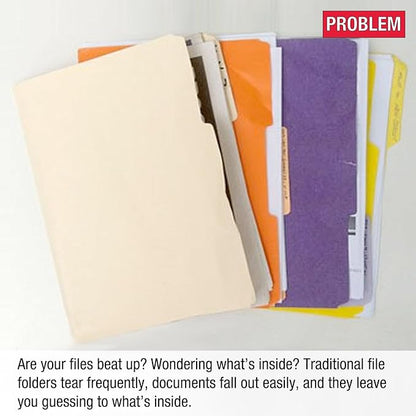 Ultimate Office PocketFile Clear Poly Document Folder Project Pockets, 3rd-Cut, Letter Size, in 6 Assorted Colors, Set of 18