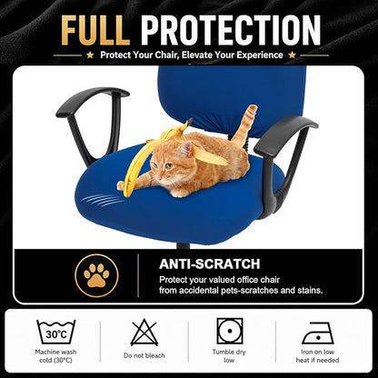 DIVA EN CAMINO DEC Super Stretchable Desk Office Chair Seat Covers - Universal Spandex Computer Chair Slipcover - 180GSM Washable Rotating Backrest Coverings & Cushion Protectors for Dogs, Cats, Pets