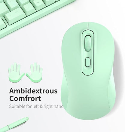 Wireless Mouse, 2026 New Model, Silent Click Ergonomic Design, Portable, 4 Buttons, Adjustable DPI (800/1200/1600), for Laptop/PC/Office (Green)