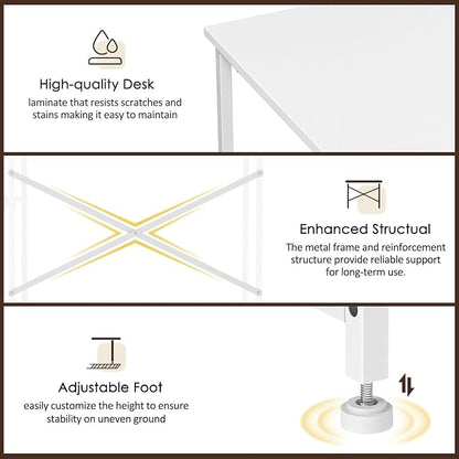DAOUTIME White Computer Desk, 36 Inch Small Desk with Drawers, Home Office Desk with Storage Shelves for Bedroom, Living Room, Dorm, Vanity Desk for Small Spaces, White
