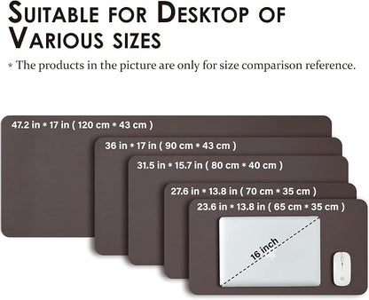 Large Desk Mat - 47.2"x 17" Non-Slip PU Desk Pad for Office and Home - Ideal for Large Mouse Pad and Desk Mats on Top of Desks(Coffee)