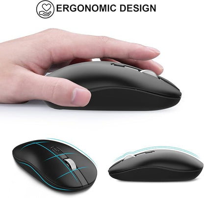 cimetech Type C Wireless Mouse, USB C Mouse 2.4G Silent Cordless Portable Computer Mice for Laptop, Notebook, MacBook Pro Air, Windows, Linux - Ambidextrous Black