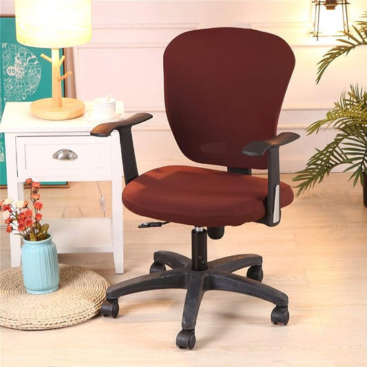 Jinzio Computer Office Chair Cover - Split Protective & Stretchable Cloth Polyester Universal Desk Task Chair Chair Covers Stretch Rotating Chair Slipcover, Coffee