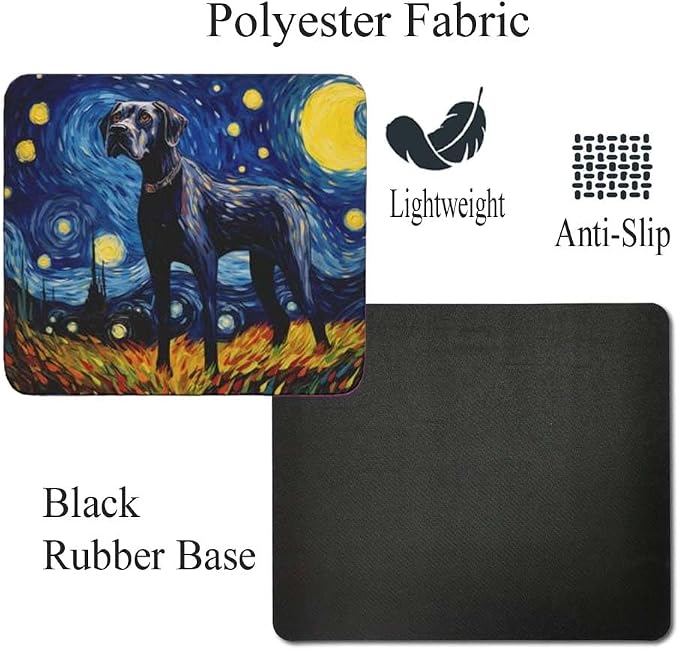 Starry Night Dog Mouse Pad for Computer Laptop Home Office Gaming Working Desk Desktop Accessories Non-Slip Rubber Mouse Pad for Dog Lovers (Great Dane)