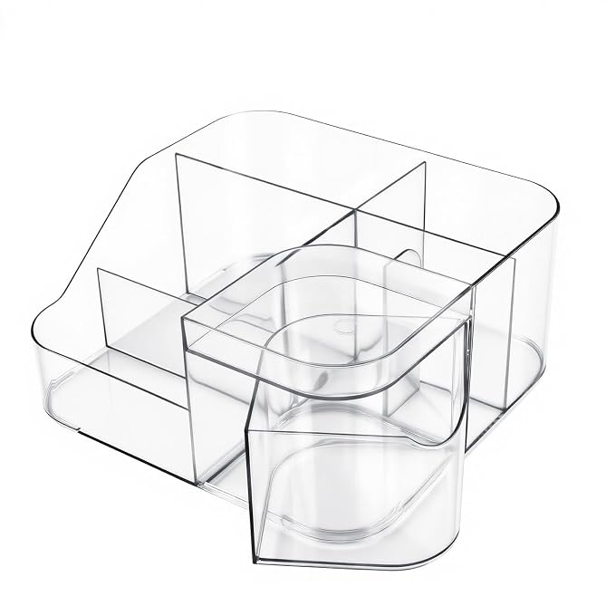 BQAN Transparent Acrylic Nail Desk Organizer, Drill & Brush Holder, Professional Storage Box for Nail Tools, Makeup, Eyeshadows, Skin Care