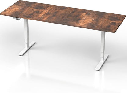 VIVO Electric 83 x 30 in Standing Desk, Touch Screen Adjustment, 220 lb Frame Support, 2E Series, Vintage Brown Top, White Frame, DESK-KIT-2EW84N