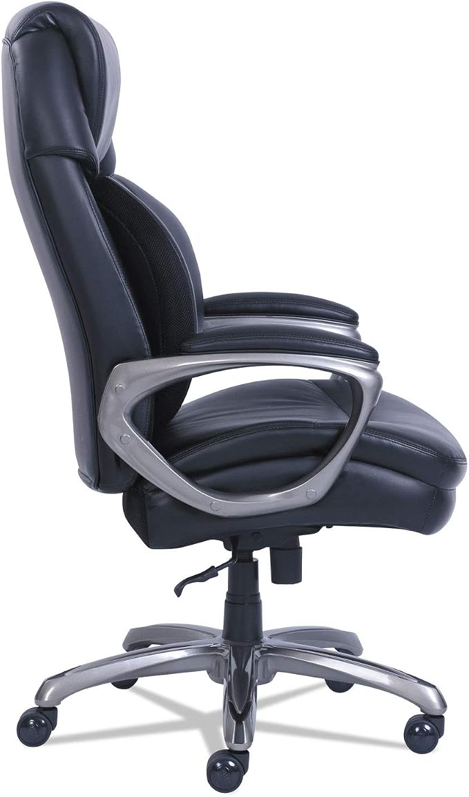 SertaPedic Cosset Big and Tall Executive Chair, Supports Up to 400 Lb, 19" to 22" Seat Height, Black Seat/Back, Slate Base