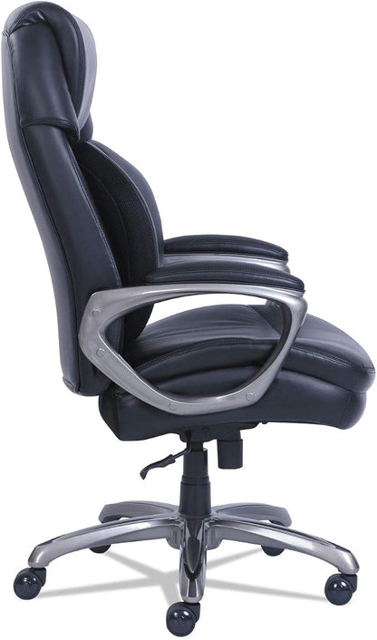 SertaPedic Cosset Big and Tall Executive Chair, Supports Up to 400 Lb, 19" to 22" Seat Height, Black Seat/Back, Slate Base