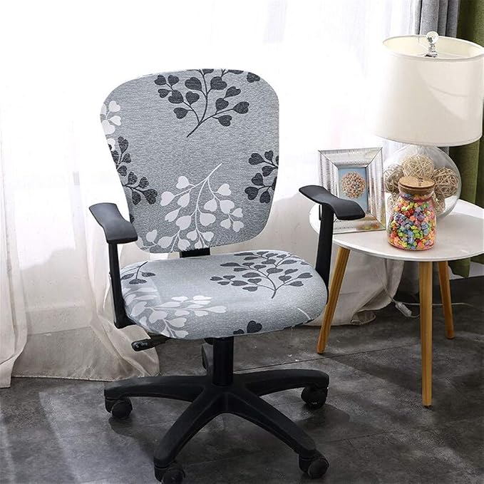 Jinzio Computer Office Chair Cover - Split Protective & Stretchable Cloth Polyester Universal Desk Task Chair Chair Covers Stretch Rotating Chair Slipcover, Silver Grey