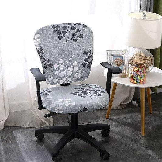 Jinzio Computer Office Chair Cover - Split Protective & Stretchable Cloth Polyester Universal Desk Task Chair Chair Covers Stretch Rotating Chair Slipcover, Silver Grey