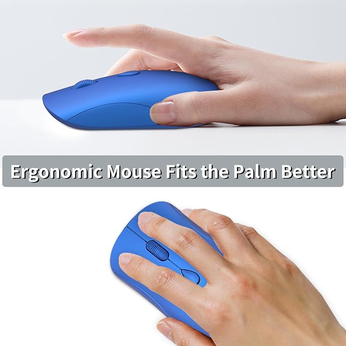 Wireless Mouse for Chromebook, Laptop, PC, MacBook, Slim Portable Optical Computer Mouse with USB Mini Receiver, Quiet Click, 2400 DPI, 2.4GHz Cordless Silent Travel Mobile mice - Blue