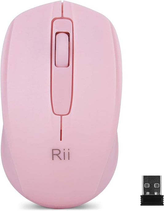 Rii Wireless Mouse,2.4G Portable Computer Mice for PC, Laptop, Windows,Office Included Wireless USB dongle (Pink)