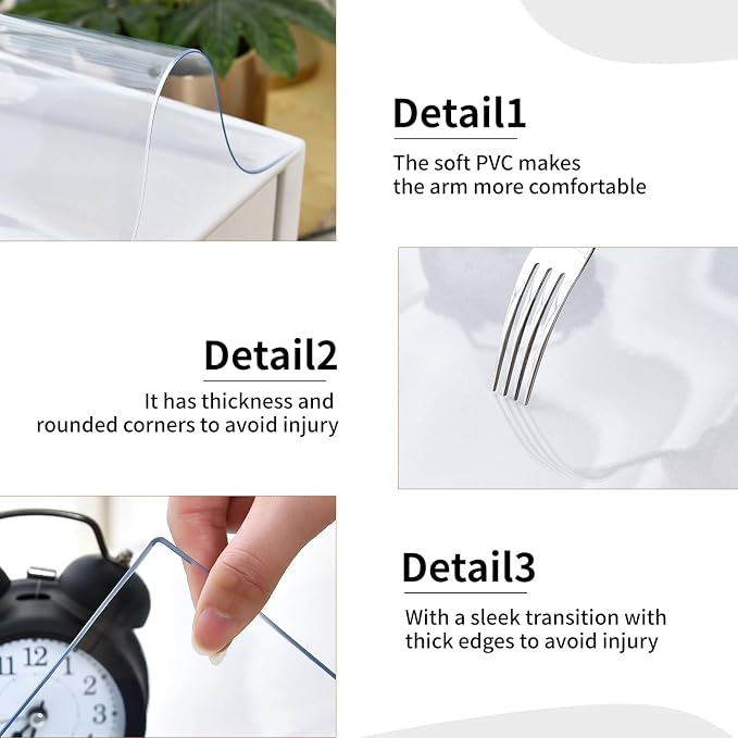 Clear Desk Mat, Non-Slip PVC Desk Protector Mat with Round Edge, Heat Resistant & Waterproof Clear Desk Writing Mat for Home and Office (47.2"*23.6")