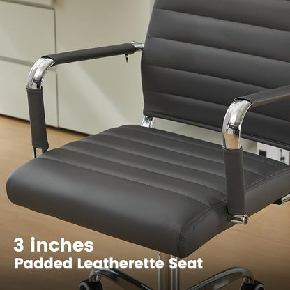 Office Desk Chair Leather, Conference Room Chairs with Wheels, Modern Executive Computer Guest Chairs with Arms.